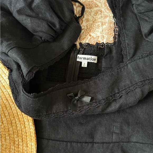 Reformation Evianna Black Linen Puff Sleeve Mini Dress 2 - Picture 6 of 11